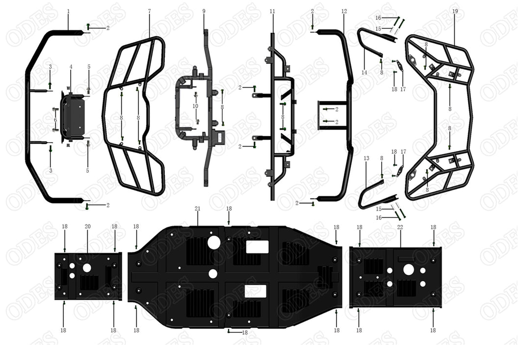 Odes Rear Skid Plate for Assailant 800 - 13608010070